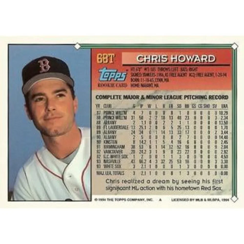 1994 Topps Traded Chris Howard 68T Boston Red Sox